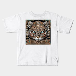 Opulent Feline Tapestry Kids T-Shirt